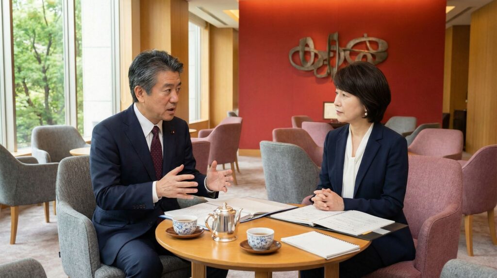 2026年3月にヒルトン東京「ZATTA」で行われた佐藤真一と一ノ瀬真理子の対談の様子